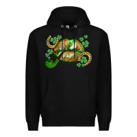 Black St. Patrick's Day lips Premium Hoodie - CowGirlArtShop