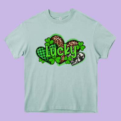 St Patricks Day Lucky Western Hearts Heavy Core Tee Designed By Artiststas