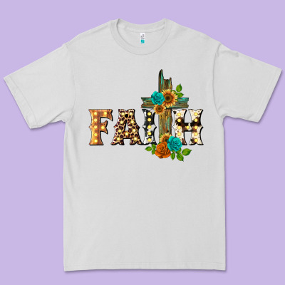 Faith With Cross Premium Tee Designed By Barkaloodesign