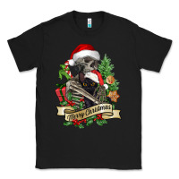 Black Merry Christmas skeleton with black cat Classic Tee - NancyCooperArtShop