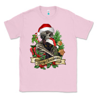 Bubblegum Pink Merry Christmas skeleton with black cat Classic Tee - NancyCooperArtShop