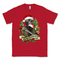 Red Merry Christmas skeleton with black cat Classic Tee - NancyCooperArtShop