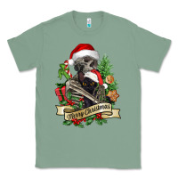 Sage Merry Christmas skeleton with black cat Classic Tee - NancyCooperArtShop