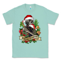 Seafoam Merry Christmas skeleton with black cat Classic Tee - NancyCooperArtShop