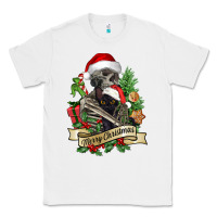 White Merry Christmas skeleton with black cat Classic Tee - NancyCooperArtShop