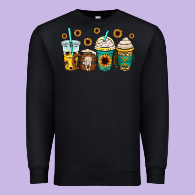 Yellowstone Coffee Cups Premium Sweatshirt Designed By Oliviacreatesart