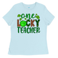 Baby Blue one lucky teacher Ladies Tee - Artiststas