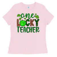 Bubblegum Pink one lucky teacher Ladies Tee - Artiststas