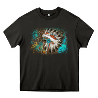 Asphalt indian headress sunflower leopard Heavy Core Tee - AdoDesignShop
