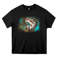 Black indian headress sunflower leopard Heavy Core Tee - AdoDesignShop