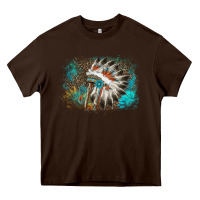 Chocolate Brown indian headress sunflower leopard Heavy Core Tee - AdoDesignShop