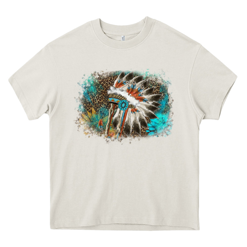Indian Headress Sunflower Leopard Heavy Core Tee by AdoDesignShop | Teevron