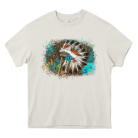 Cream indian headress sunflower leopard Heavy Core Tee - AdoDesignShop