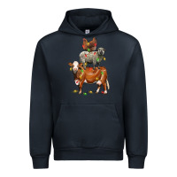 Navy Christmas cow sheep and chicken Urban Hoodie - LillyAllenDesigns