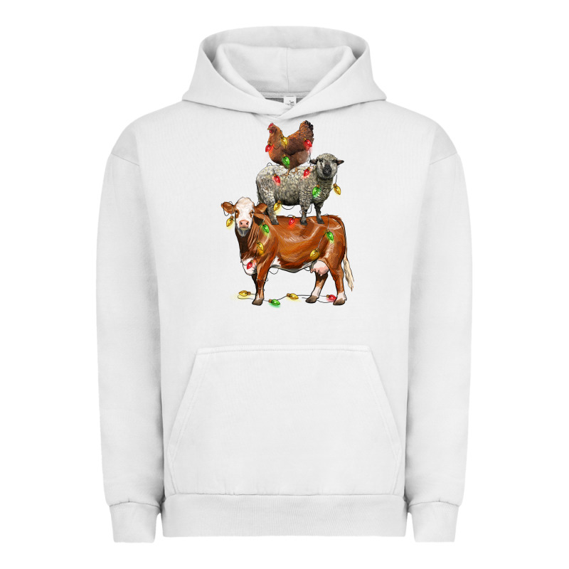 Christmas Cow Sheep And Chicken Urban Hoodie by LillyAllenDesigns | Teevron