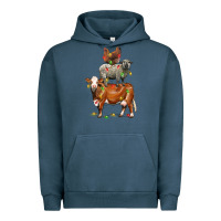 Pigment Midnight Navy Christmas cow sheep and chicken Urban Hoodie - LillyAllenDesigns