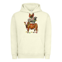 Pigment Pistachio Christmas cow sheep and chicken Urban Hoodie - LillyAllenDesigns