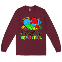 Burgundy different is beautiful Long Sleeve Tee - Artiststas