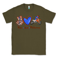 Army Green Peace Love Motocross Classic Tee - RanaPortraitStore