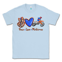 Dusty Blue Peace Love Motocross Classic Tee - RanaPortraitStore