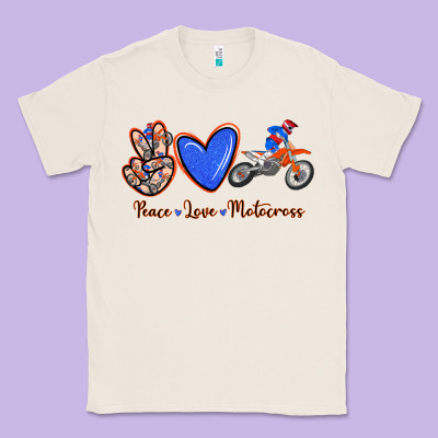 Peace Love Motocross Classic Tee Designed By Ranaportraitstore