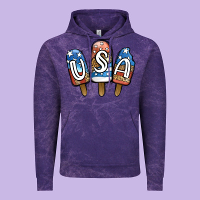 Usa Patriotic Leopard Popsicles Vintage Hoodie Designed By Jasminsmagicworld