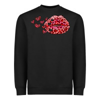 Black kiss with leopard and hearts Heavyweight Sweatshirt - RanaPortraitStore