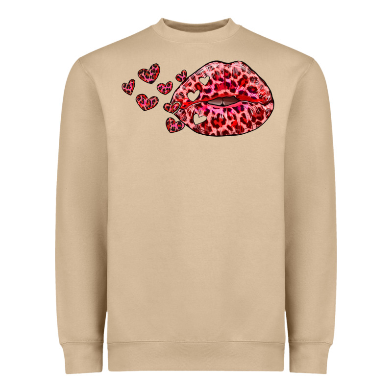 Kiss With Leopard And Hearts Heavyweight Sweatshirt by RanaPortraitStore | Teevron