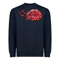 Navy kiss with leopard and hearts Heavyweight Sweatshirt - RanaPortraitStore