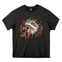Asphalt İndian Headress Cowhide Heavy Core Tee - AdoDesignShop