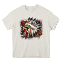 Cream İndian Headress Cowhide Heavy Core Tee - AdoDesignShop