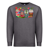 Charcoal Heather watermelon summer coffee cups Premium Sweatshirt - OliviaCreatesArt
