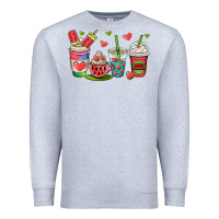 Heather Grey watermelon summer coffee cups Premium Sweatshirt - OliviaCreatesArt