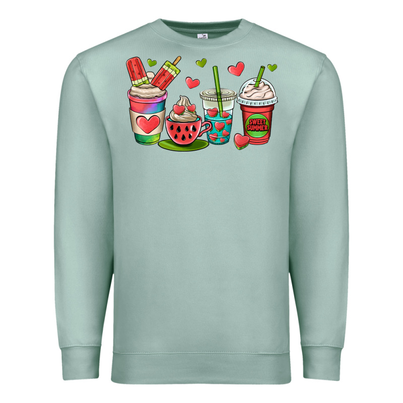 Watermelon Summer Coffee Cups Premium Sweatshirt by OliviaCreatesArt | Teevron