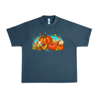 Midnight Navy thankful pumpkins Urban Heavy Tee - MaliasSmallBusiness