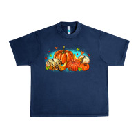 Navy thankful pumpkins Urban Heavy Tee - MaliasSmallBusiness