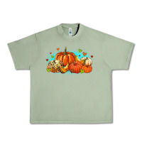 Oil Green thankful pumpkins Urban Heavy Tee - MaliasSmallBusiness