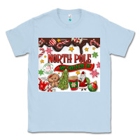 Dusty Blue North Pole Hot Chocolate christmas Classic Tee - MaliasSmallBusiness