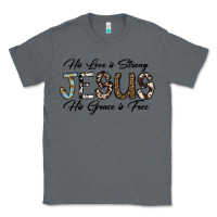 Charcoal Heather His Love is Strong Jesus His Grace is Free Classic Tee - CowhideDigitalArt
