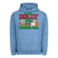 Pigment Pebble Blue In My Holly Jolly Teacher Era Urban Hoodie - CowhideDigitalArt