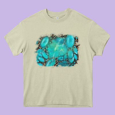 Turquoise Leopard Background Heavy Core Tee Designed By Adodesignshop