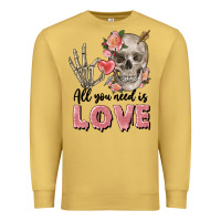 Antique Gold Skull all you need is love Premium Sweatshirt - FaDigitalArtStudio