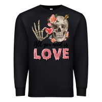 Black Skull all you need is love Premium Sweatshirt - FaDigitalArtStudio