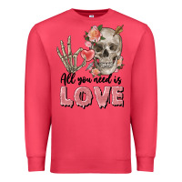 Cardinal Skull all you need is love Premium Sweatshirt - FaDigitalArtStudio