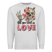 Dove Grey Skull all you need is love Premium Sweatshirt - FaDigitalArtStudio