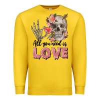 Lemon Skull all you need is love Premium Sweatshirt - FaDigitalArtStudio