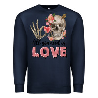 Navy Skull all you need is love Premium Sweatshirt - FaDigitalArtStudio