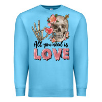 Ocean Blue Skull all you need is love Premium Sweatshirt - FaDigitalArtStudio