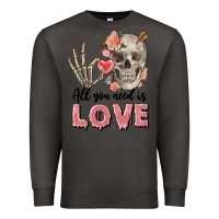 Smoke Skull all you need is love Premium Sweatshirt - FaDigitalArtStudio