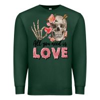 Sports Green Skull all you need is love Premium Sweatshirt - FaDigitalArtStudio